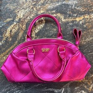 Victoria's Secret Metallic Fuchsia Top-Handle zipper bag